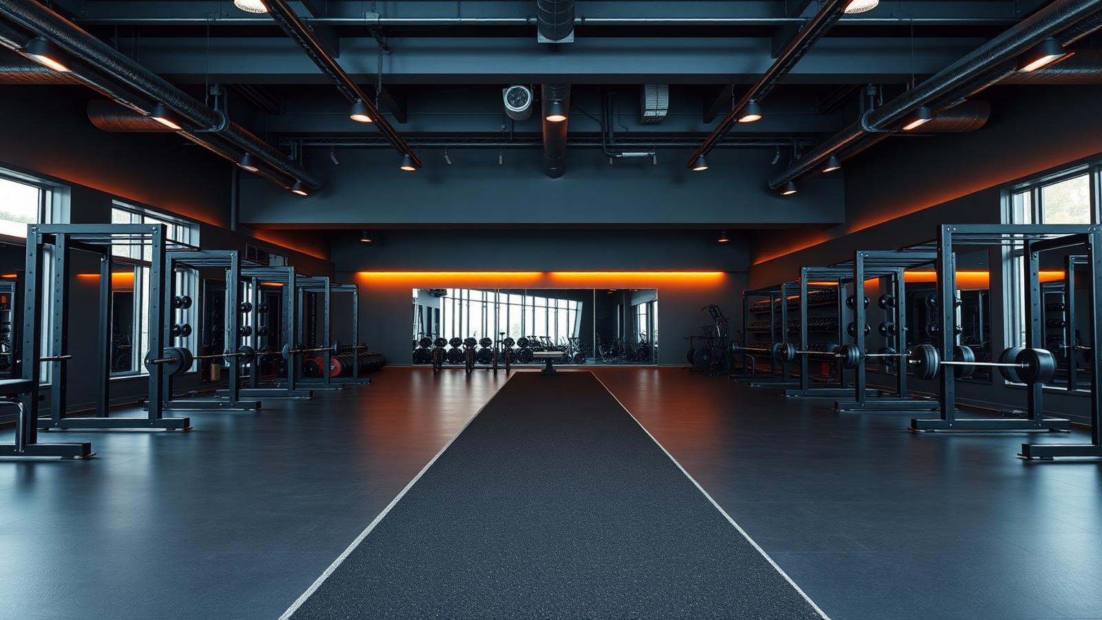 Freedom Fitness training floor with racks and turf lane